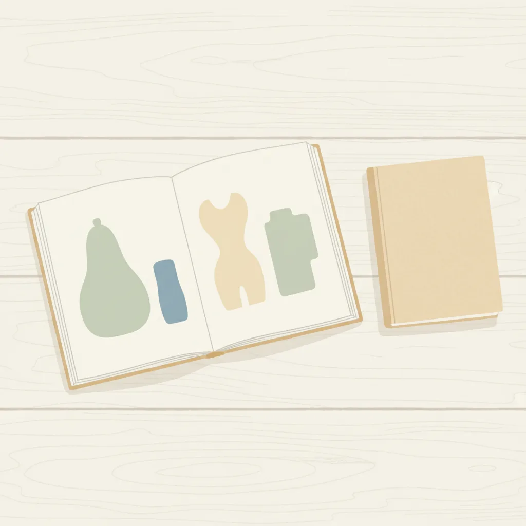 An open illustrated children's book about bodies beside a closed notebook on a wooden table