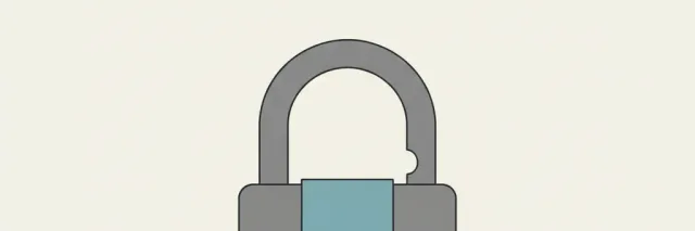 A single padlock resting on a flat surface, muted tones, flat vector illustration.