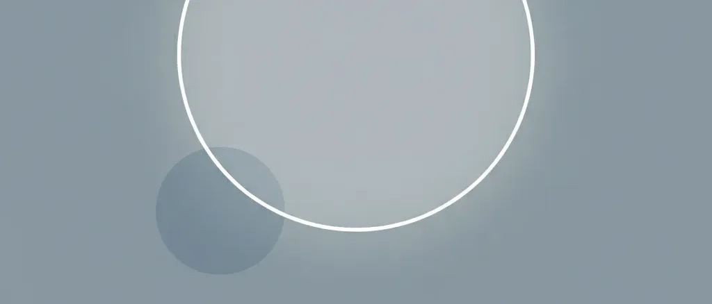 A single pale circle softly out of focus against a muted grey-blue background, flat vector illustration.