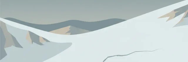 A single snow-covered mountain slope with a subtle crack line across the snowpack, flat vector illustration.