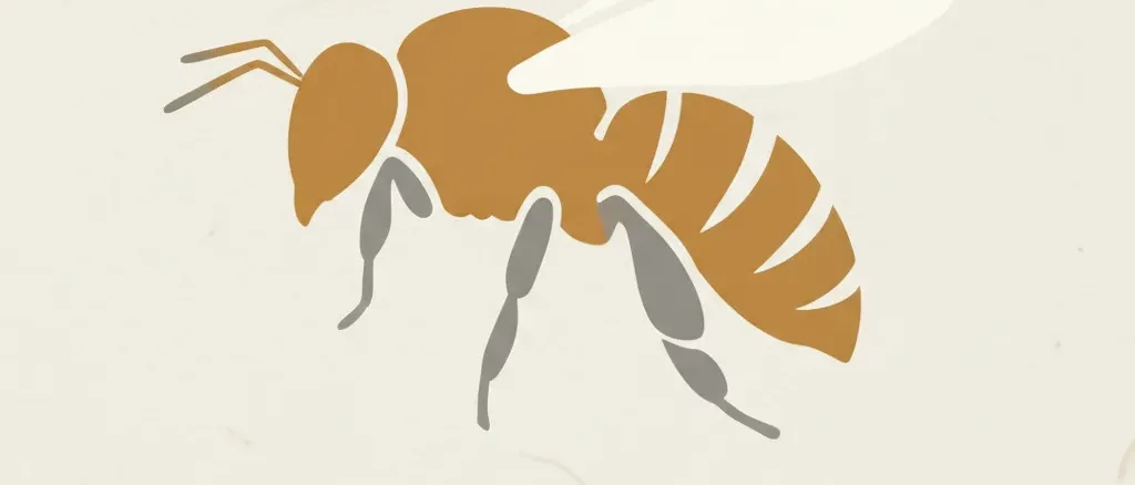 A single stylized honeybee silhouette resting on a pale neutral background, flat vector illustration.
