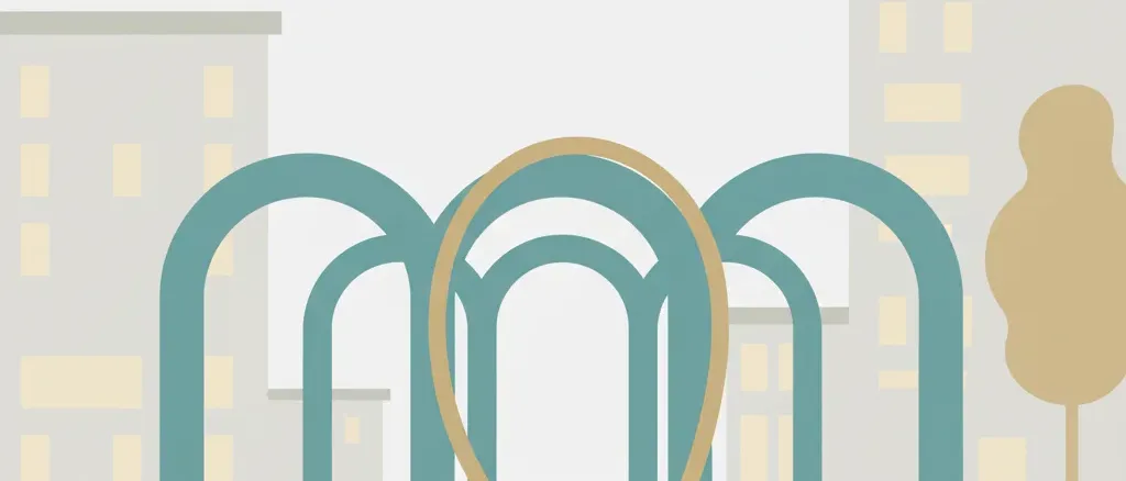 An empty bicycle rack on a city sidewalk with a single cut cable lock looped through it, flat vector illustration in muted tones.