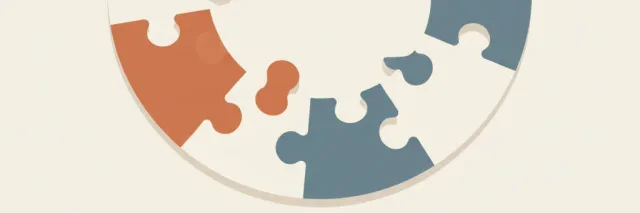 Abstract puzzle pieces in muted tones with one piece missing, flat vector illustration representing the challenge of finding a donor match.