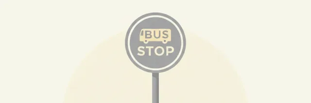 A single empty bus stop sign post on a pale background, flat vector illustration in muted colors.
