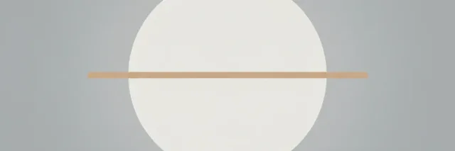A single pale circular shape partially intersected by a thin line on a muted sand background, flat vector illustration.