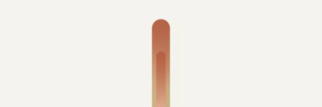 A single thermometer shape rising against a pale warm gradient background, flat vector illustration.