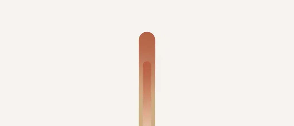 A single thermometer shape rising against a pale warm gradient background, flat vector illustration.