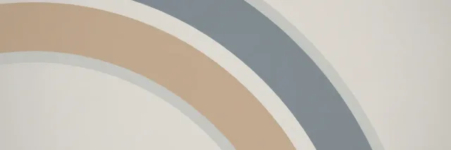 Two pale concentric arcs offset on a muted sand background, flat vector illustration.