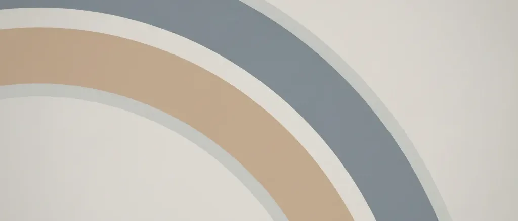 Two pale concentric arcs offset on a muted sand background, flat vector illustration.