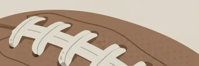 A single scuffed leather football laces detail resting on a pale neutral surface, flat vector illustration in muted colors.