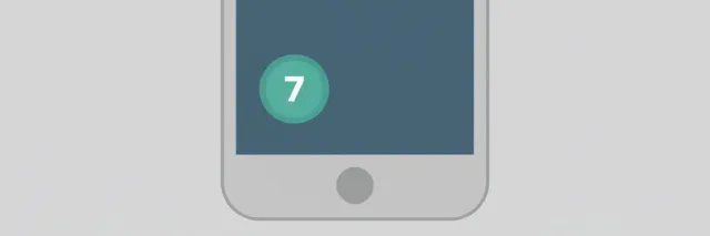 A single phone screen showing unread notification badges, flat vector illustration in muted blue and grey tones, no people visible.