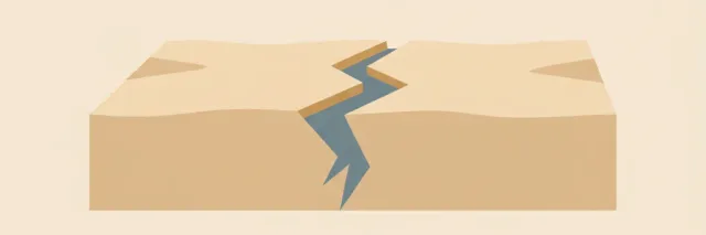 A single stylized horizontal fault line with a small vertical offset, rendered as a flat geometric shape against a pale sky, vector illustration.