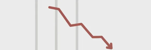A single downward-trending line graph on a plain background, flat vector illustration in muted tones.