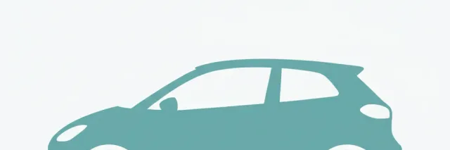 A simple electric car silhouette with a small battery icon, flat vector illustration.