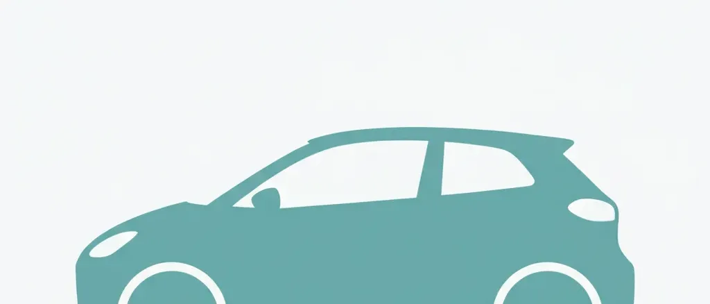 A simple electric car silhouette with a small battery icon, flat vector illustration.