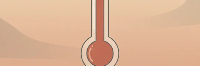 A single stylized thermometer shape against a muted warm sky, rendered as a flat geometric form, vector illustration.