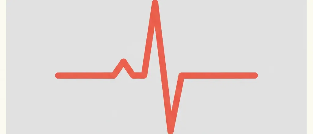 An ECG heartbeat trace on a pale background, flat vector editorial illustration.