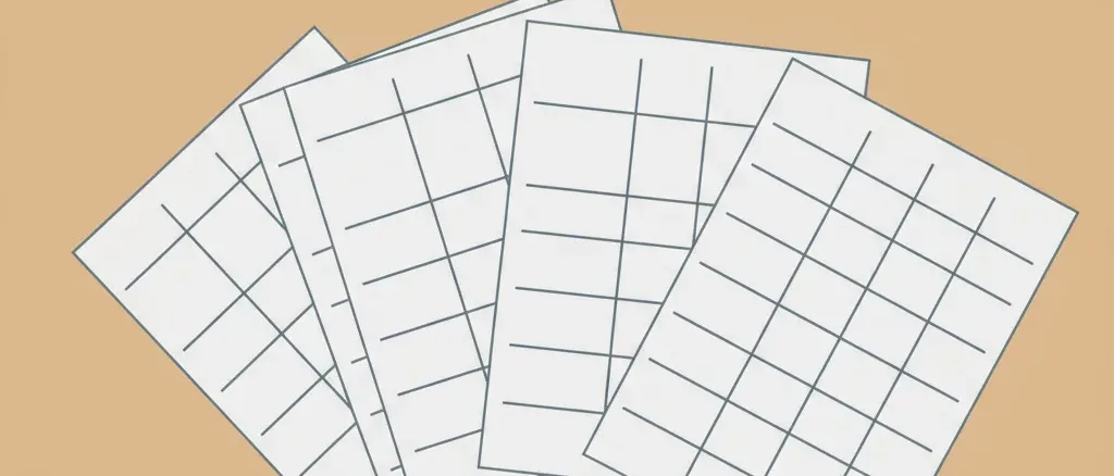 A series of calendar pages fanning out from left to right on a pale surface, flat vector illustration.