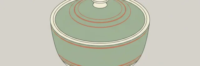 A single covered pot viewed from above on a pale grey background, flat vector illustration.