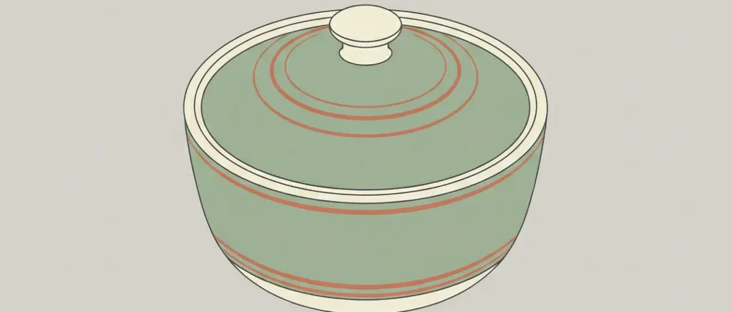 A single covered pot viewed from above on a pale grey background, flat vector illustration.