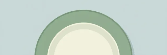A single muted ceramic plate viewed from above on a pale grey-blue background, flat vector illustration.