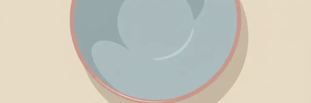 A single muted bowl viewed from above on a pale sand-colored background, flat vector illustration.