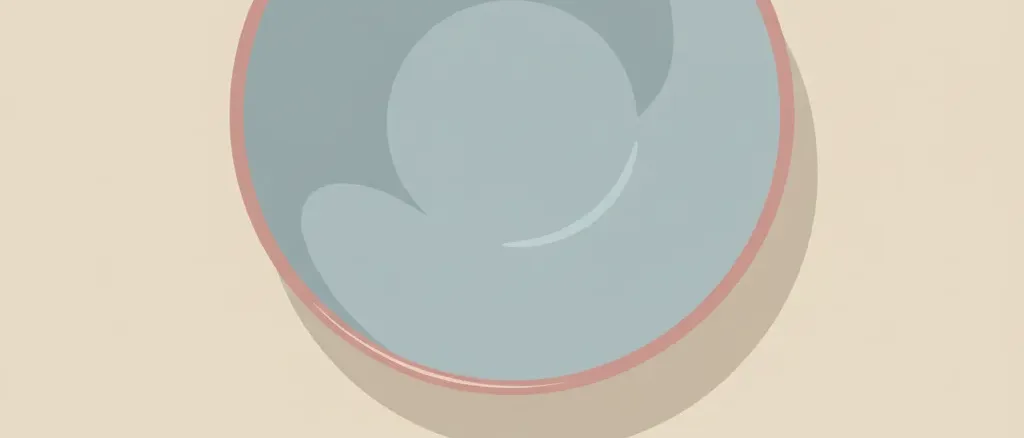 A single muted bowl viewed from above on a pale sand-colored background, flat vector illustration.
