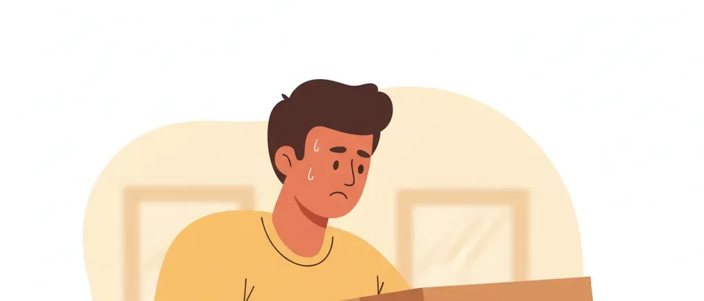Illustration of hernia risk from heavy lifting, flat editorial vector.