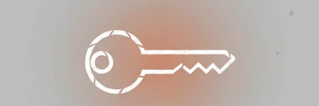 A single chalk outline of a key on pale grey asphalt, flat vector illustration, no figures.