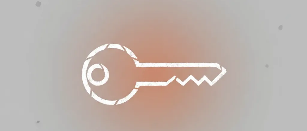A single chalk outline of a key on pale grey asphalt, flat vector illustration, no figures.