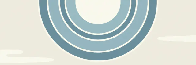 A single stylized spiral shape representing a tropical cyclone from above, rendered in muted blues and grey against a pale sky, flat vector illustration.