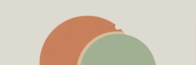 Two overlapping circles in muted tones against a pale background, one slightly incomplete, flat vector illustration.