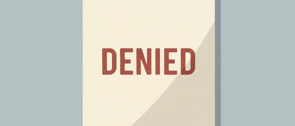 A stamped 'DENIED' mark on a medical form, muted grey and red tones, flat vector illustration.