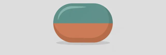A single bright colourful laundry detergent pod resting on a plain grey surface, flat vector illustration with muted rendering.