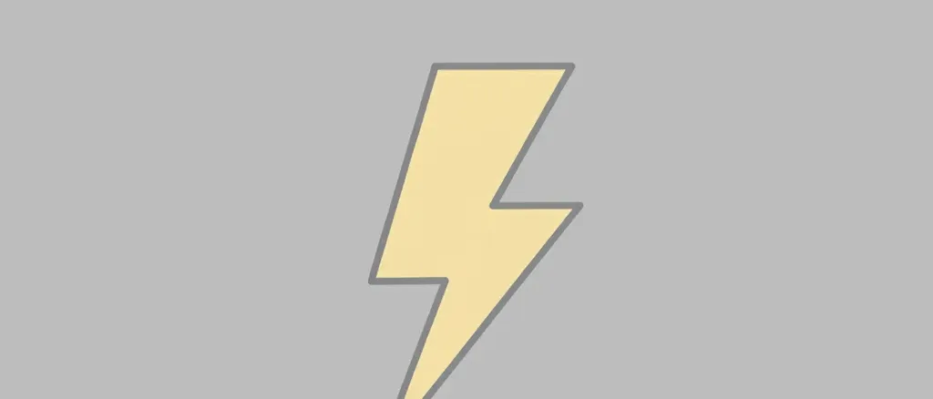 A single stylized lightning bolt rendered as a flat geometric zigzag against a muted sky, vector illustration.