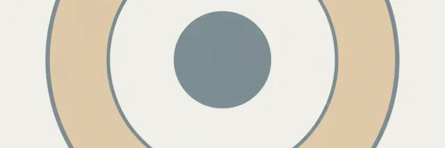 Two concentric pale circles of different sizes on a muted sand background, flat vector illustration.