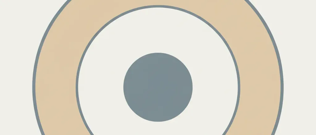 Two concentric pale circles of different sizes on a muted sand background, flat vector illustration.