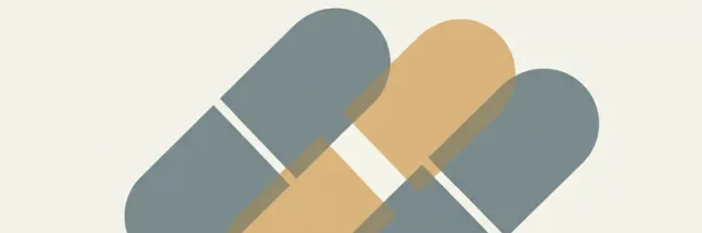 Several overlapping pill shapes in muted tones against a pale background, flat vector illustration.