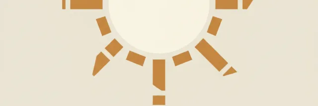 A single abstract sun shape rendered in muted amber tones against a pale cream background, flat vector illustration.