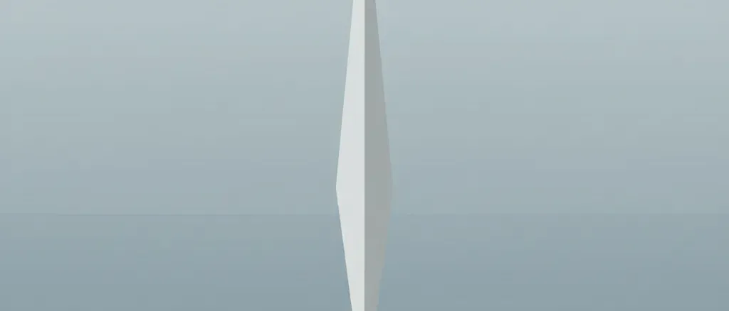 A single pale compass needle pointing north on a muted grey-blue background, flat vector illustration.
