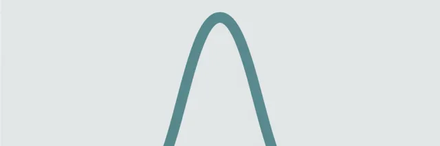 An abstract waveform shape rising and falling against a pale background, flat vector illustration.