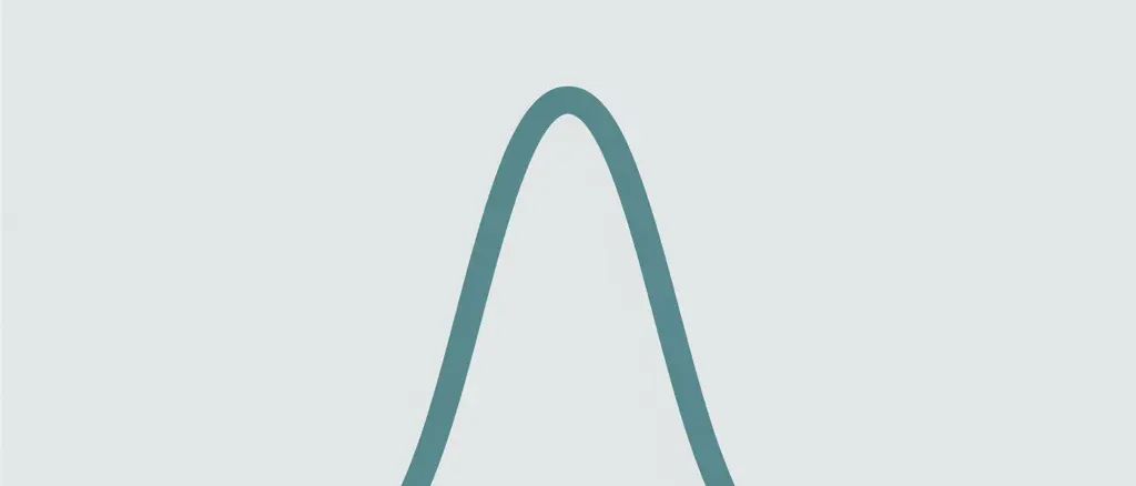 An abstract waveform shape rising and falling against a pale background, flat vector illustration.