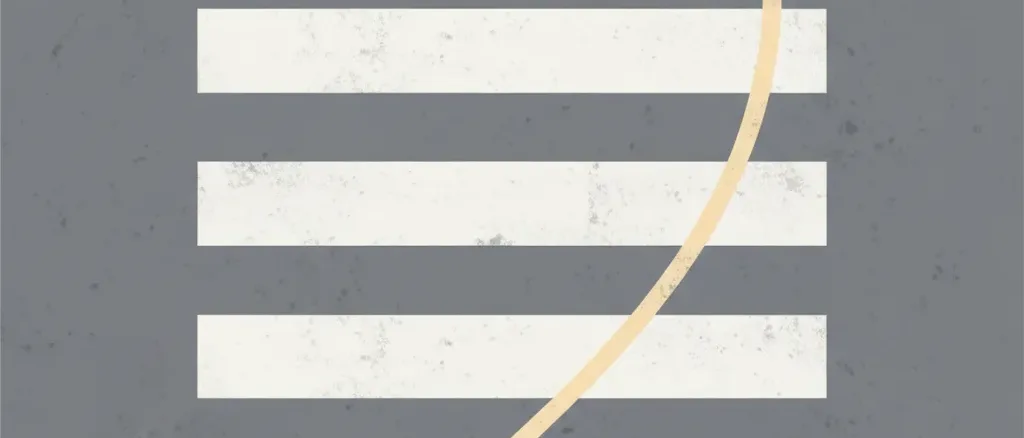 A lone crosswalk painted on grey asphalt seen from above, flat vector illustration, no figures.