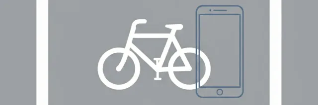 An empty bike lane viewed from above, with a faint phone-shaped outline drawn on the asphalt, flat vector illustration in muted tones.