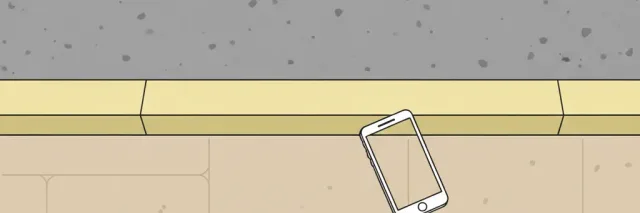 A pavement curb edge seen from above with a subtle outlined phone shape resting near it, flat vector illustration, no people.