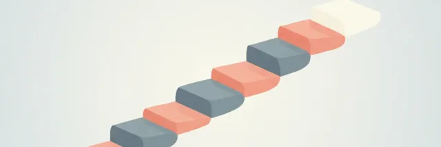 A rising stepped line on a muted grey-blue background, flat vector illustration suggesting gradual escalation.