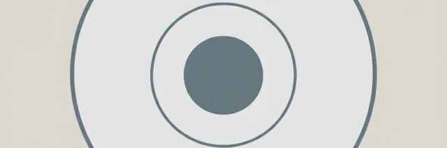 A large pale circle enclosing a much smaller dark circle on a muted sand background, flat vector illustration.