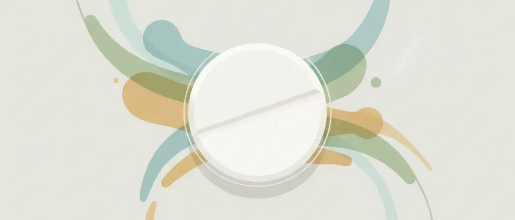 A single white pill resting on a pale muted surface, flat vector illustration.