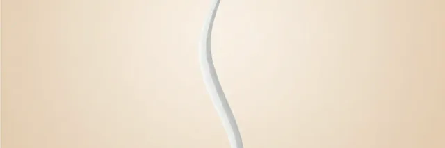 A single thin curl of pale grey smoke rising against a muted sand background, flat vector illustration.