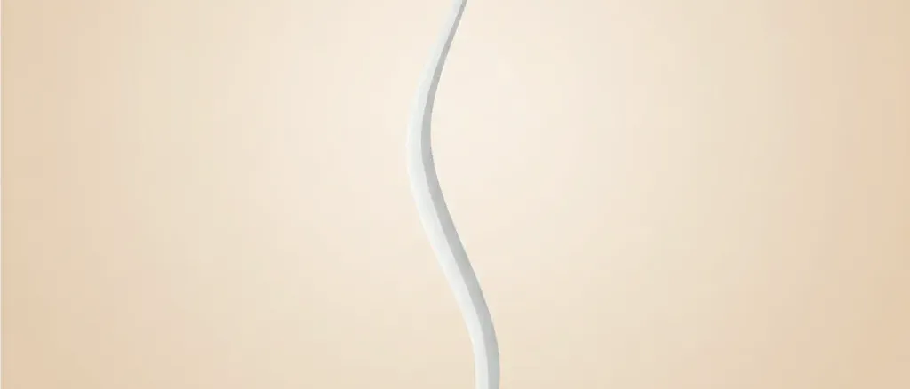 A single thin curl of pale grey smoke rising against a muted sand background, flat vector illustration.